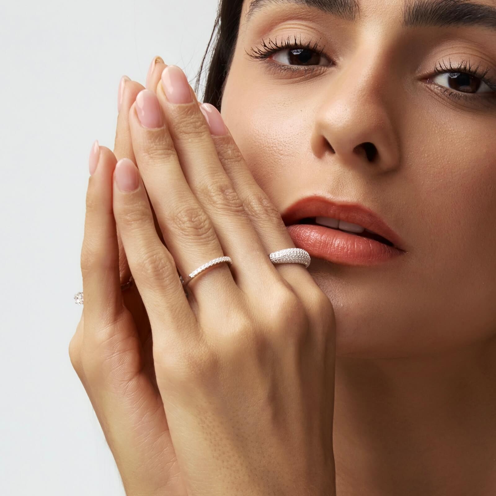 Pavé Moissanite Slim Dome Ring