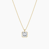 Asscher-Cut Moissanite Bezel Pendant Necklace