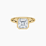 Asscher-Cut Moissanite Bezel Solitaire Ring