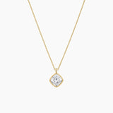 Cushion-Cut Moissanite Bezel Pendant Necklace