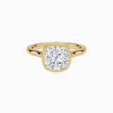 Cushion-Cut Moissanite Bezel Solitaire Ring
