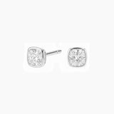 Cushion-Cut Moissanite Bezel Stud Earrings