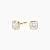 Cushion-Cut Moissanite Bezel Stud Earrings