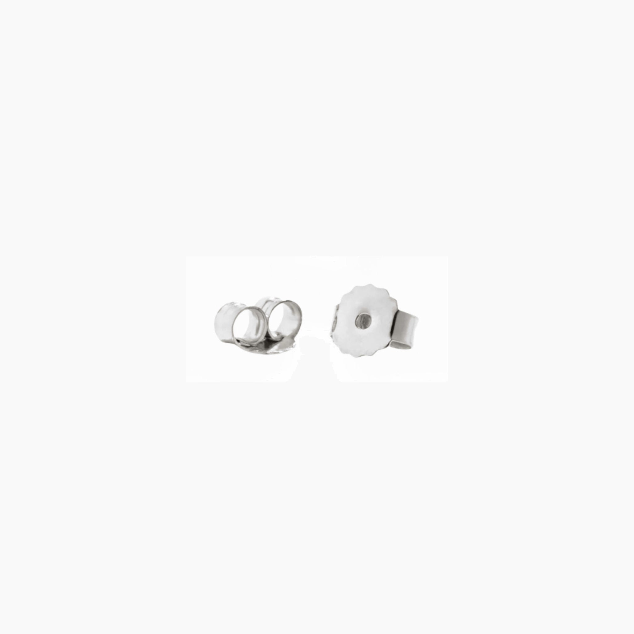 White gold vermeil earring posts and backs, close-up view.