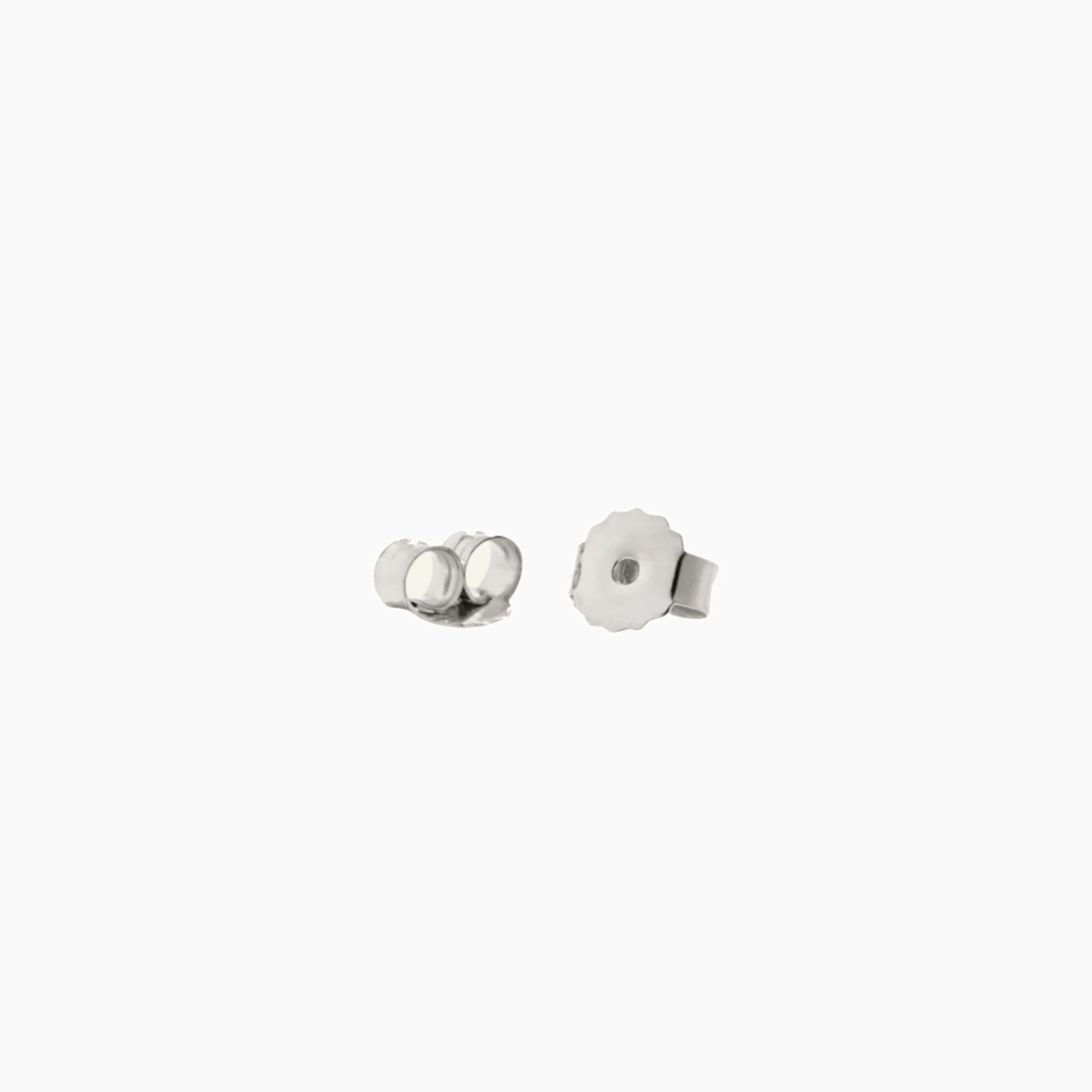White gold vermeil earring posts and backs, close-up view.