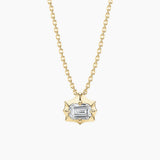 2 ct East-West Emerald-Cut Moissanite Bezel-Prong Pendant Necklace