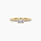 East-West Marquise-Cut Moissanite Solitaire Ring with Pavé Band