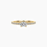East-West Oval-Cut Moissanite Solitaire Ring with Pavé Band