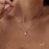 Emerald-Cut Moissanite Bezel Pendant Necklace