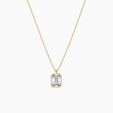 Emerald-Cut Moissanite Bezel Pendant Necklace