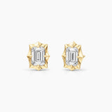 2 ct Emerald-Cut Moissanite Bezel-Prong Stud Earrings
