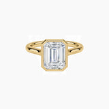 Emerald-Cut Moissanite Bezel Solitaire Ring