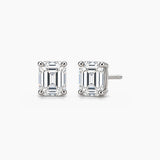 Emerald-Cut Moissanite Stud Earrings