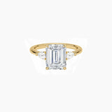Emerald-Cut Moissanite Three-Stone Ring