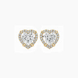 Heart-Cut Moissanite Halo Stud Earrings