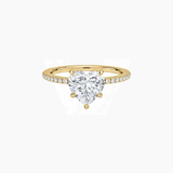 Heart-Cut Moissanite Hidden Halo Ring with Pavé Band