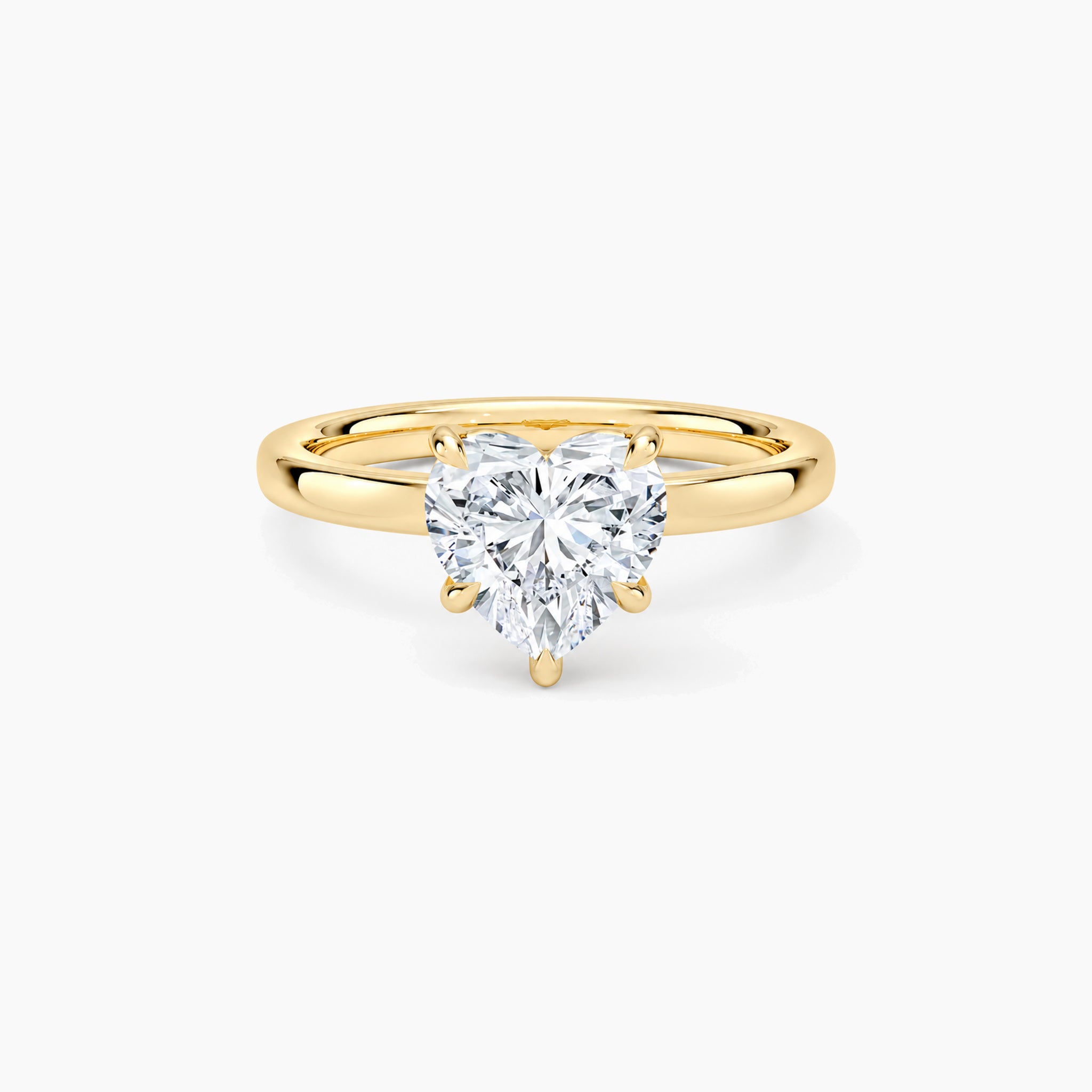 Heart-Cut Moissanite Solitaire Ring in yellow gold, front view