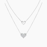 Layered Pavé Moissanite Heart Necklace