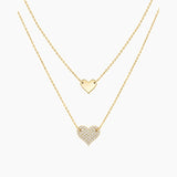 Layered Pavé Moissanite Heart Necklace