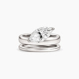 Marquise-Cut Moissanite Double-Band Solitaire Ring