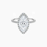 Marquise-Cut Moissanite Halo Ring with Pavé Band