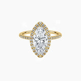 Marquise-Cut Moissanite Halo Ring with Pavé Band