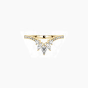 Marquise-cut moissanite trio ring in yellow gold vermeil, front view.