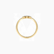 Marquise-cut moissanite trio ring in yellow gold vermeil, side and back views.