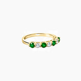 Moissanite & Lab-Grown Emerald Half Eternity Ring