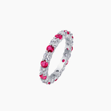 Moissanite & Lab-Grown Ruby Eternity Ring