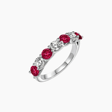 Moissanite & Lab-Grown Ruby Half Eternity Ring