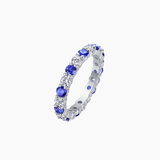Moissanite & Lab-Grown Sapphire Eternity Ring