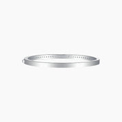 Moissanite bangle bracelet in white gold vermeil, back view.