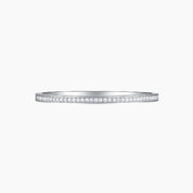 Moissanite bangle bracelet in white gold vermeil, front view.
