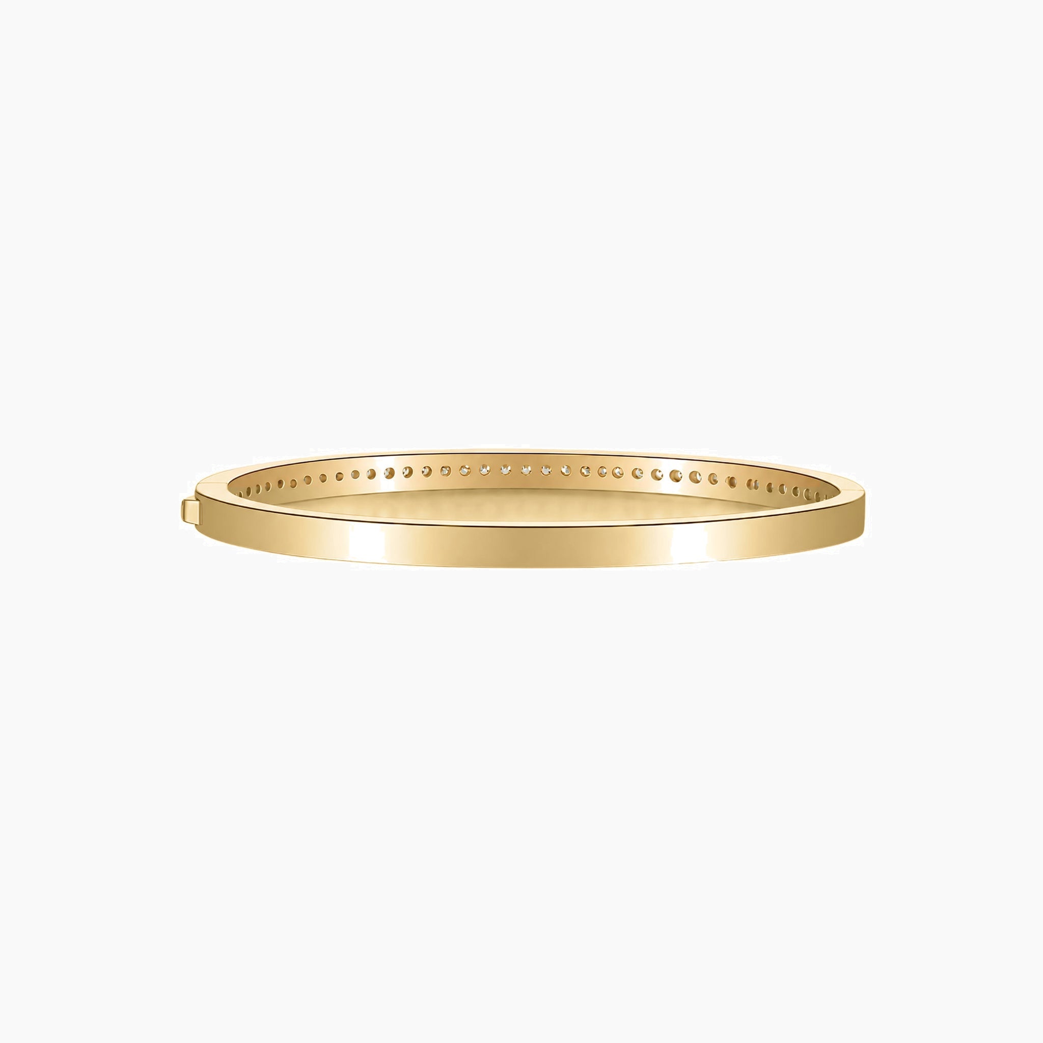 Moissanite bangle bracelet in yellow gold vermeil, back view.
