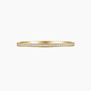 Moissanite bangle bracelet in yellow gold vermeil, front view.