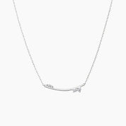 Moissanite cluster bar necklace in white gold vermeil, front view.
