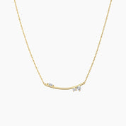 Moissanite cluster bar necklace in yellow gold vermeil, front view.