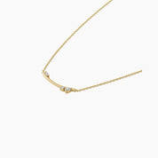 Moissanite cluster bar necklace in yellow gold vermeil, side view.
