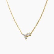 Moissanite cluster necklace in yellow gold vermeil, front view.