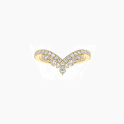 Moissanite crown ring in yellow gold vermeil, front view.