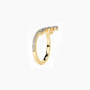 Moissanite crown ring in yellow gold vermeil, side view.