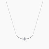 Moissanite Curved Bar Solitaire Necklace