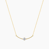 Moissanite Curved Bar Solitaire Necklace