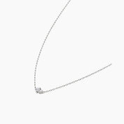 Moissanite duo necklace in white gold vermeil, side view.