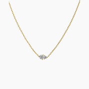 Moissanite duo necklace in yellow gold vermeil, front view.