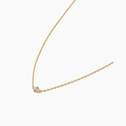 Moissanite duo necklace in yellow gold vermeil, side view.