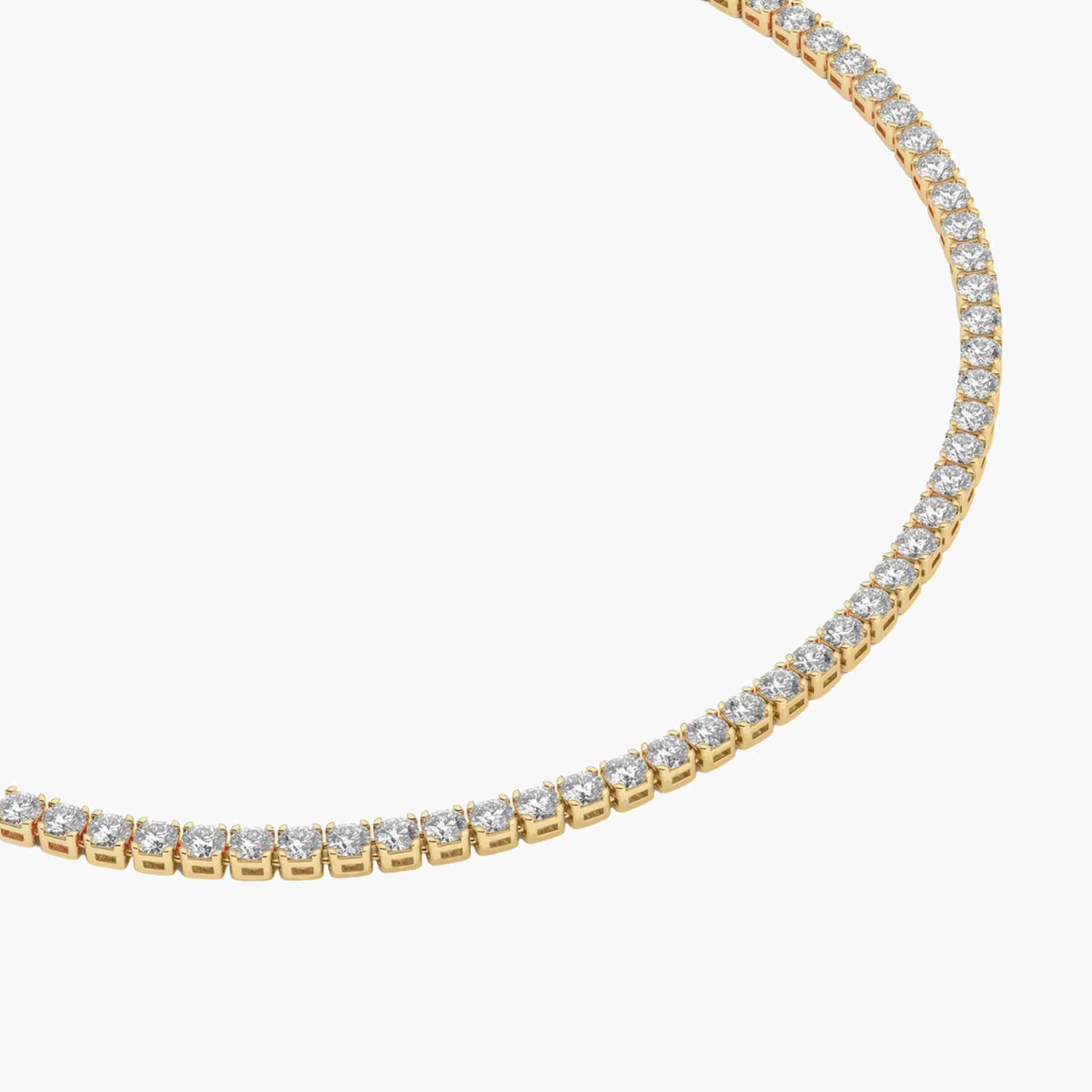 Moissanite half tennis bolo bracelet in yellow gold vermeil, close-up detail.