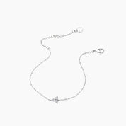 Moissanite lotus bracelet in white gold vermeil, open view showing the closure.