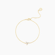 Moissanite lotus bracelet in yellow gold vermeil, full product view.